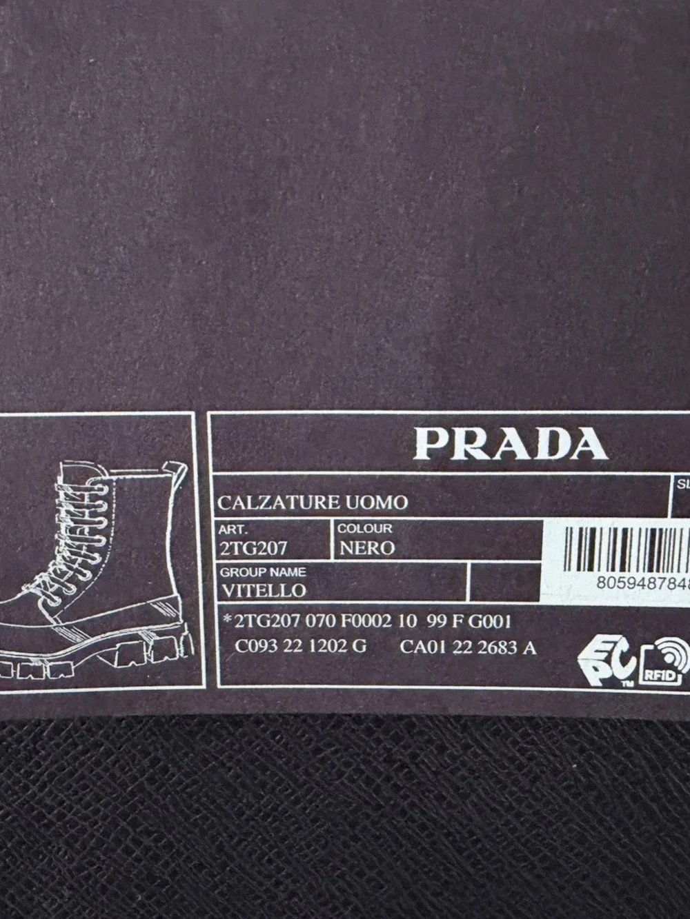 Prada Monolith Vitello Leather Lace-Up Combat Boots Black US M10.5 UK M9.5